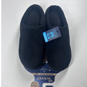 Isotoner Signature Memory Foam Eco Comfort Black Slippers Men's Medium (8-9) NEW